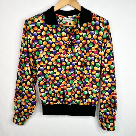 Vintage Tops - Vintage 80s Notations Funky Circle Blouse Small